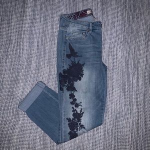 Vintage America embroidered, cuffed jeans